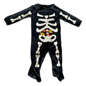 Halloween Skeleton Black Costume Pajama Sleeper Footie